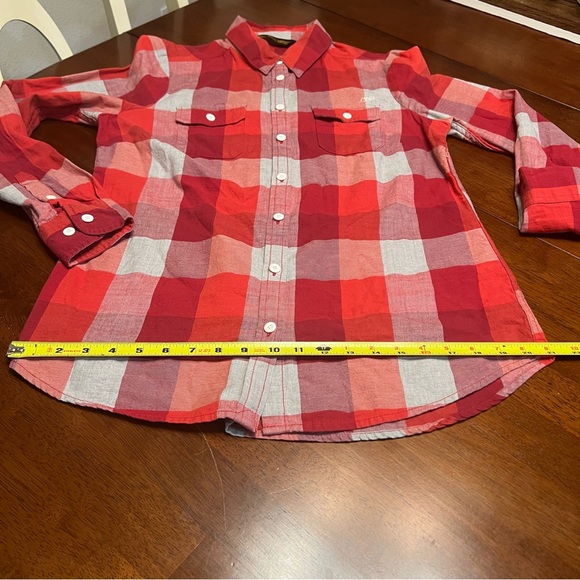Harley-Davidson L/S Shirt Womens Medium Red Plaid HD Back Logo Button Up - Picture 8 of 11